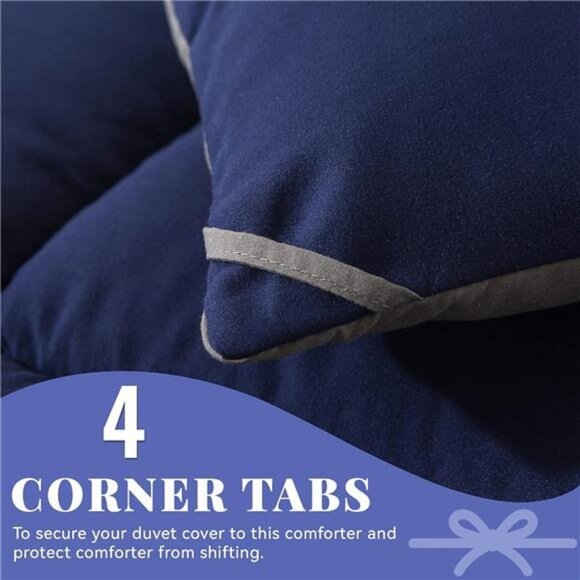 Down Alternative Comforter (Blue/Grey, King) - All Season Soft Quilted King Size - Picture 4 of 6